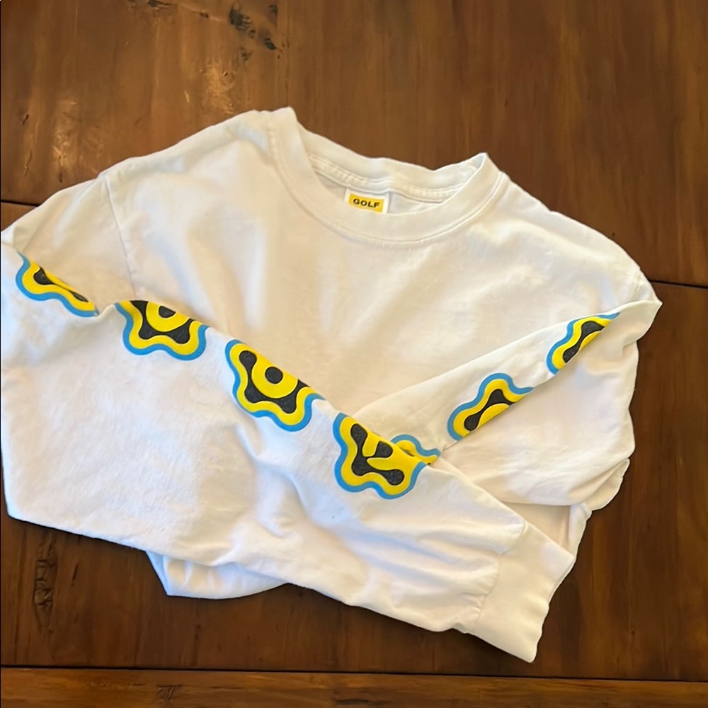 Kids White and Yellow Graphic Long Sleeve Shirt